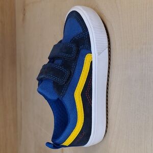 Geox J Alonisso boy's sneaker in navy blue suede and canvas with yellow accents